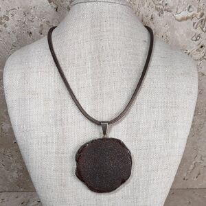 Artisan Crafted Glass Pendant/925 Setting/Copper Mesh Necklace